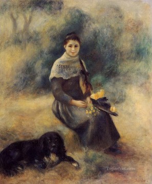 Pierre Auguste Renoir Joven con un perro Pinturas al óleo